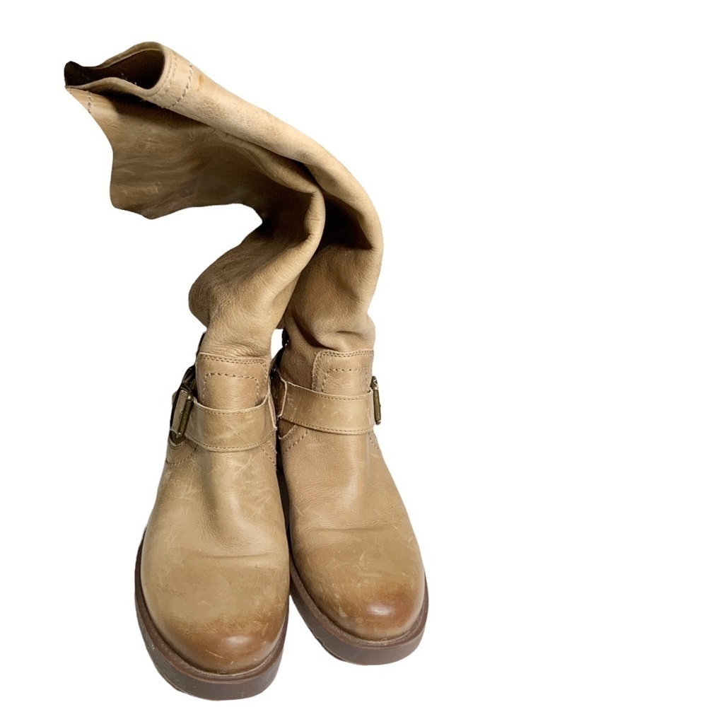 ARTURO Chiang brown riding boots with buckled adornment. Size 6.5